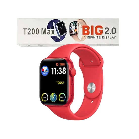 Smartwatch T200 Max 44mm Outdoor Running Tracker BT Call ECG Heart Rate Monitor Red